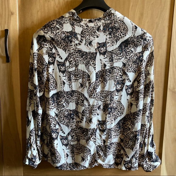 Cats Print Pussycat Bow Light Blouse H&M - Picture 3 of 10